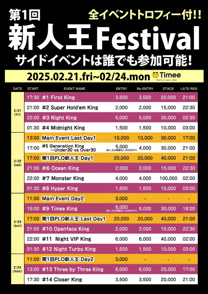 🏆新人王Festival2025🏆supported by Timee 開催! サイドイベントは『誰でも参加可能🉑』 全イベントにトロフィー付‼️